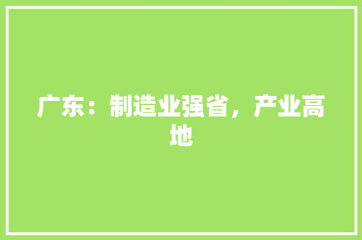 广东：制造业强省，产业高地