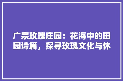 广宗玫瑰庄园：花海中的田园诗篇，探寻玫瑰文化与休闲胜地