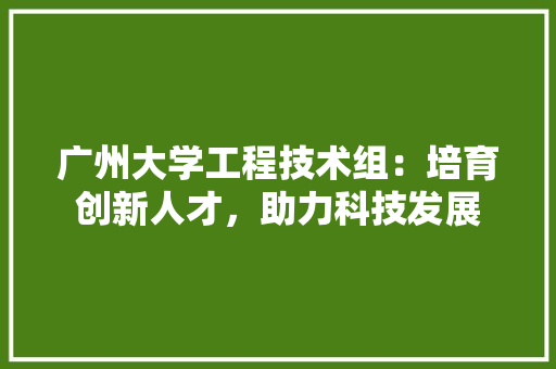 广州大学工程技术组：培育创新人才，助力科技发展