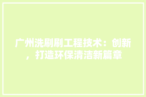 广州洗刷刷工程技术：创新，打造环保清洁新篇章 中式风格装饰