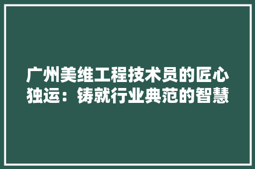 广州美维工程技术员的匠心独运：铸就行业典范的智慧之光 中式风格装饰