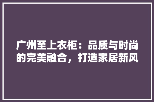 广州至上衣柜：品质与时尚的完美融合，打造家居新风尚 中式风格装饰