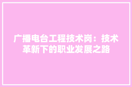 广播电台工程技术岗：技术革新下的职业发展之路 中式风格装饰