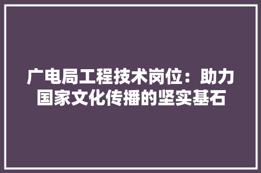广电局工程技术岗位：助力国家文化传播的坚实基石 中式风格装饰