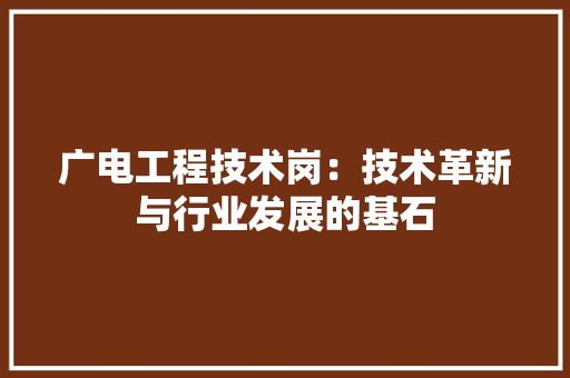 广电工程技术岗：技术革新与行业发展的基石 中式风格装饰