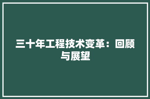 三十年工程技术变革：回顾与展望 木雕艺术