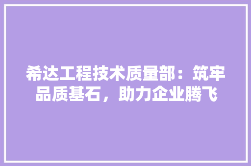 希达工程技术质量部：筑牢品质基石，助力企业腾飞 中式风格装饰