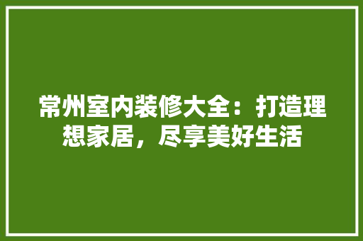 常州室内装修大全：打造理想家居，尽享美好生活 中式风格装饰