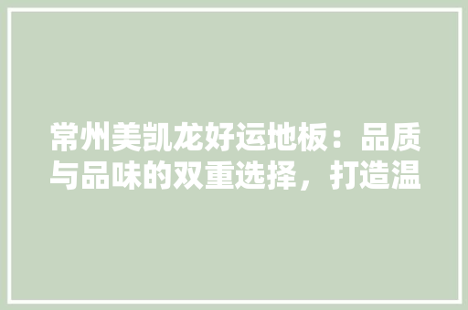 常州美凯龙好运地板：品质与品味的双重选择，打造温馨家居生活 中式风格装饰