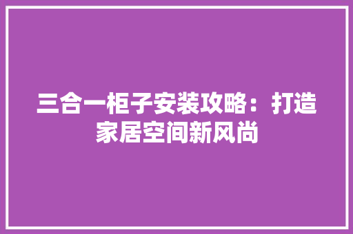 三合一柜子安装攻略：打造家居空间新风尚 木雕艺术