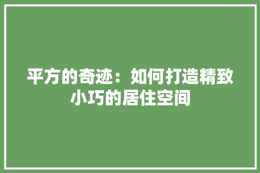 平方的奇迹：如何打造精致小巧的居住空间 中式风格装饰