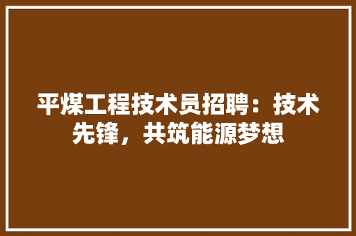 平煤工程技术员招聘：技术先锋，共筑能源梦想 中式风格装饰