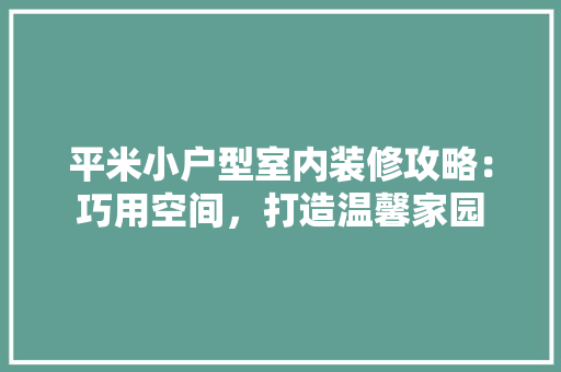 平米小户型室内装修攻略：巧用空间，打造温馨家园 中式风格装饰