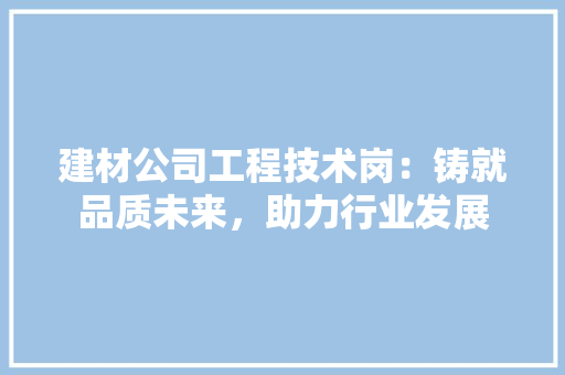 建材公司工程技术岗：铸就品质未来，助力行业发展 中式风格装饰