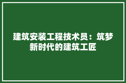 建筑安装工程技术员：筑梦新时代的建筑工匠 中式风格装饰