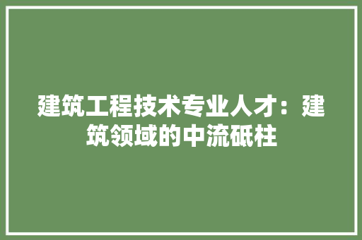 建筑工程技术专业人才：建筑领域的中流砥柱 中式风格装饰