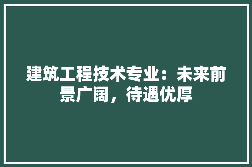 建筑工程技术专业：未来前景广阔，待遇优厚