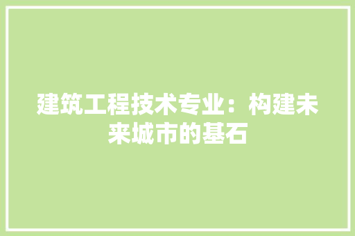 建筑工程技术专业：构建未来城市的基石 中式风格装饰