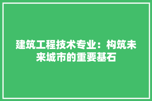 建筑工程技术专业：构筑未来城市的重要基石 中式风格装饰