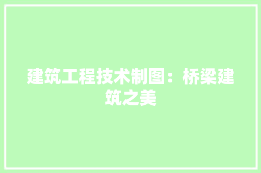 建筑工程技术制图：桥梁建筑之美