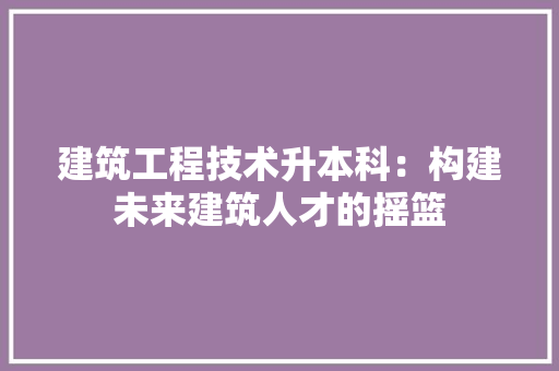 建筑工程技术升本科：构建未来建筑人才的摇篮 中式风格装饰
