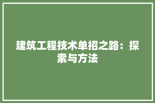 建筑工程技术单招之路：探索与方法 中式风格装饰