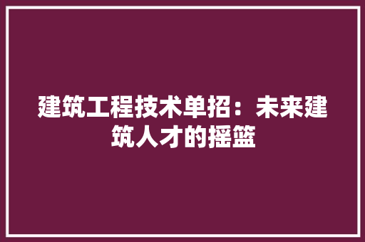 建筑工程技术单招：未来建筑人才的摇篮 中式风格装饰