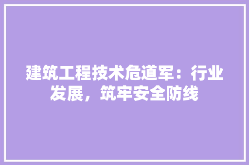 建筑工程技术危道军：行业发展，筑牢安全防线 中式风格装饰