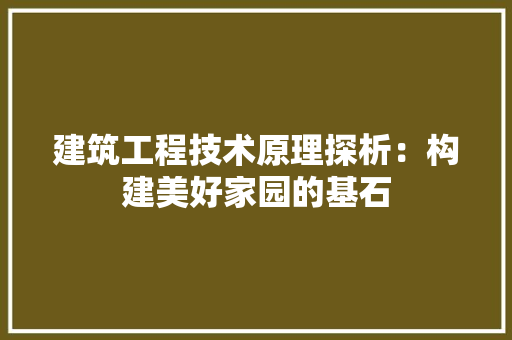 建筑工程技术原理探析：构建美好家园的基石 中式风格装饰