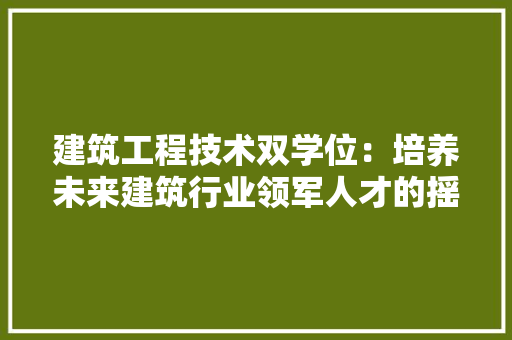 建筑工程技术双学位：培养未来建筑行业领军人才的摇篮 中式风格装饰