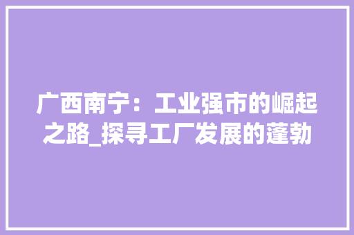 广西南宁：工业强市的崛起之路_探寻工厂发展的蓬勃态势