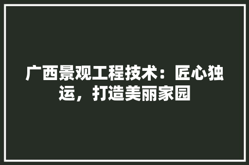 广西景观工程技术：匠心独运，打造美丽家园 中式风格装饰