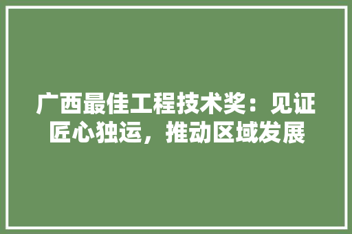 广西最佳工程技术奖：见证匠心独运，推动区域发展