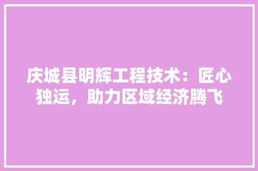 庆城县明辉工程技术：匠心独运，助力区域经济腾飞