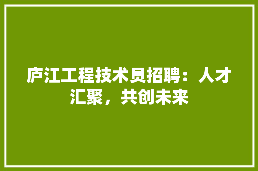 庐江工程技术员招聘：人才汇聚，共创未来 中式风格装饰