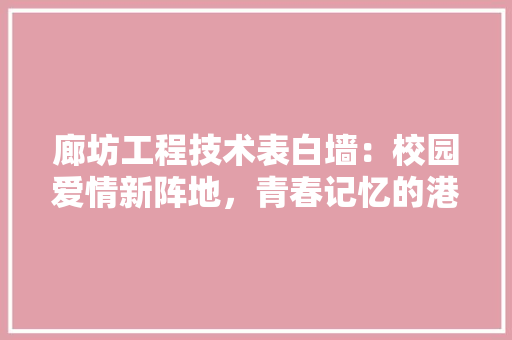 廊坊工程技术表白墙：校园爱情新阵地，青春记忆的港湾 中式风格装饰