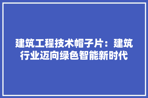 建筑工程技术帽子片：建筑行业迈向绿色智能新时代 中式风格装饰