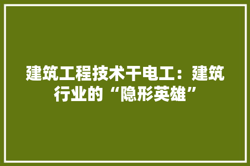 建筑工程技术干电工：建筑行业的“隐形英雄” 中式风格装饰