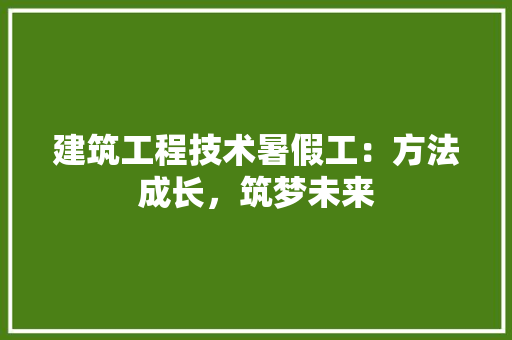 建筑工程技术暑假工：方法成长，筑梦未来 中式风格装饰