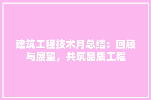 建筑工程技术月总结：回顾与展望，共筑品质工程