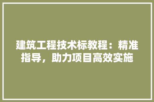 建筑工程技术标教程：精准指导，助力项目高效实施 中式风格装饰