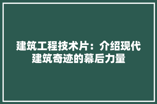 建筑工程技术片：介绍现代建筑奇迹的幕后力量 中式风格装饰