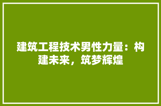 建筑工程技术男性力量：构建未来，筑梦辉煌