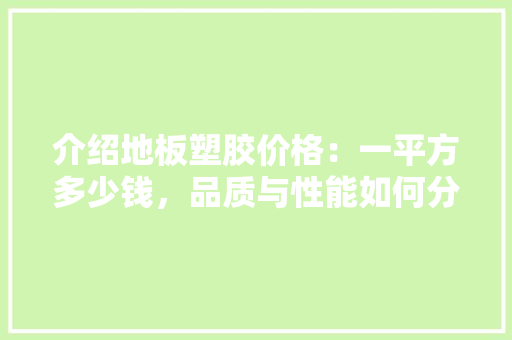 介绍地板塑胶价格：一平方多少钱，品质与性能如何分析 家居装修