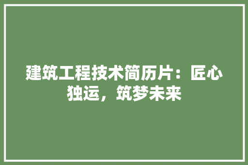 建筑工程技术简历片：匠心独运，筑梦未来 中式风格装饰