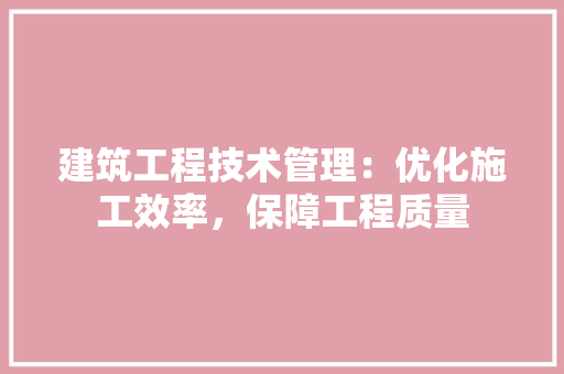 建筑工程技术管理：优化施工效率，保障工程质量 中式风格装饰