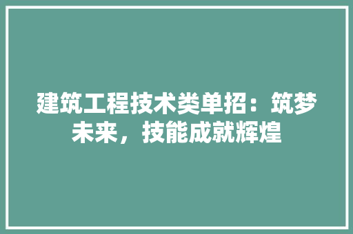 建筑工程技术类单招：筑梦未来，技能成就辉煌 中式风格装饰