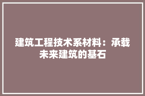 建筑工程技术系材料：承载未来建筑的基石 中式风格装饰
