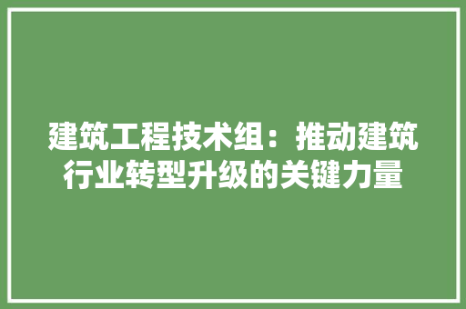 建筑工程技术组：推动建筑行业转型升级的关键力量 中式风格装饰