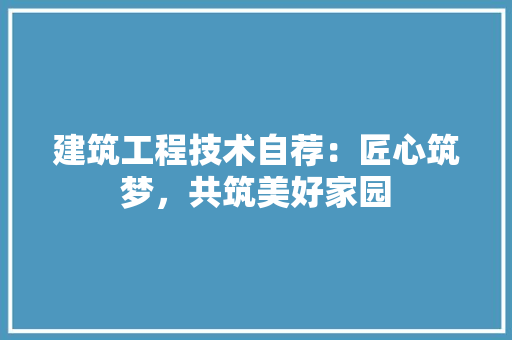 建筑工程技术自荐：匠心筑梦，共筑美好家园 中式风格装饰